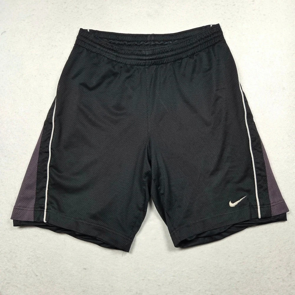 Vintage Y2K Nike Basketball Shorts Mens Medium Black Mesh Athletic Gym